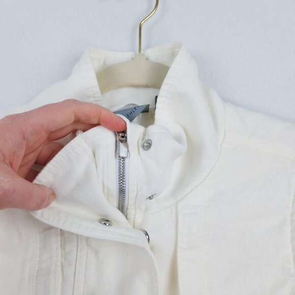 Athleta Jacket Womens Small White Sahara Cropped Linen Moto Full Zip Casual - Picture 4 of 16